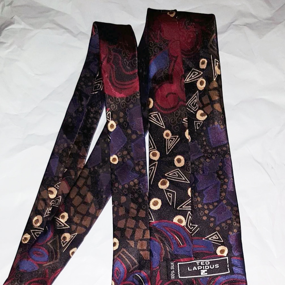 Ted Lapidus Silk Men's Novelty Tie Black Purple - Picture 4 of 7